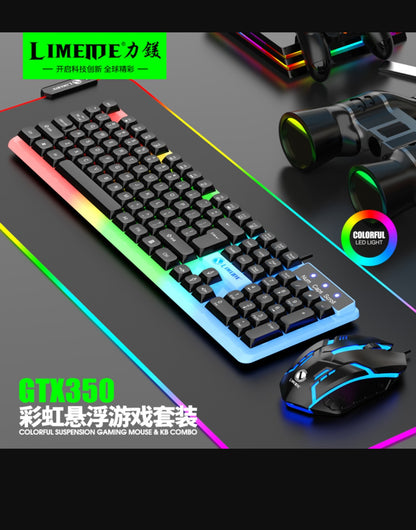 Li-Magnesium GTX 350. Luminous keyboard and mouse set Suspended keyboard Mechanical Feel E-sports Game mouse  keyboard